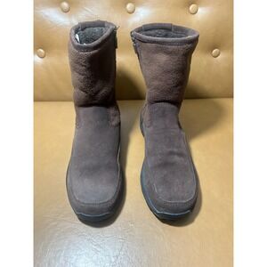 LL Bean Womens Brown Suede‎ Leather Zip Up Insulated Winter Boots Size 7M